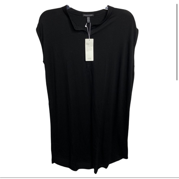 NWT Eileen Fisher Size Small Fine Tencel Jersey Mandarin Collar Dress Buttons - Picture 3 of 7
